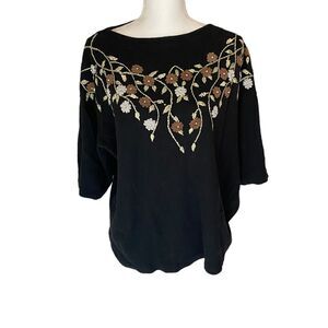 Brownstone Studio New York Embroidered Beaded Top Size Large